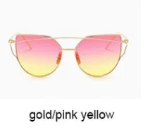 2021 Women Fashion Metal Frame Colorful Mirror Lenses Cat eye Sunglasses 2020
