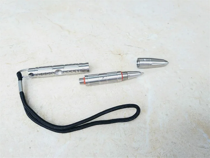 Dito Mini EDC Pocket Tactical Pen Survival Outdoor Stainless Steel Keychain Tool Broken Window Glass Breaker + 1x refills 9282