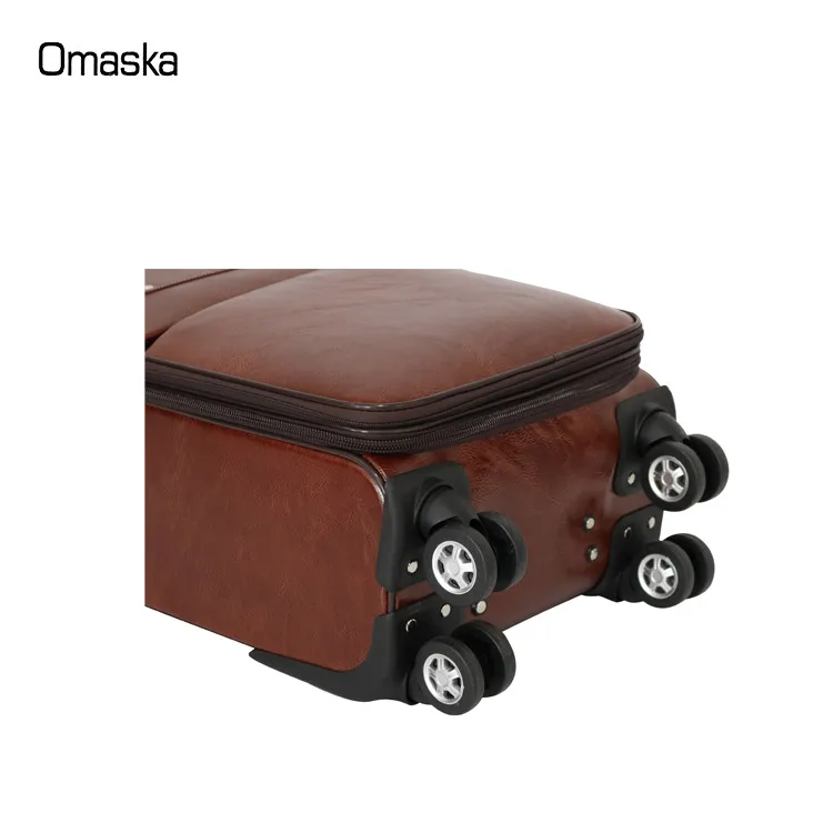 OMASKA Hot 4 wheels strong PU material trolley luggage bag set of 4 business luggage bag