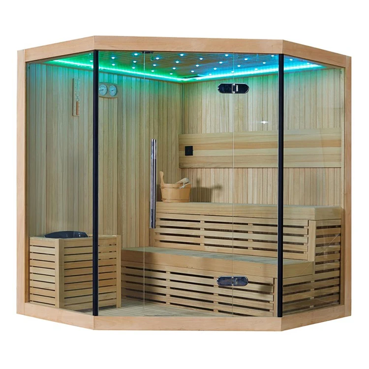 1800*1800*2000mm three sides fiberglass traditional style dry sauna cedar wooden house