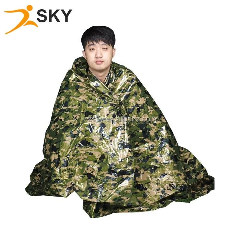Customized Camouflage color emergency blanket camping rescue blankets for outdoor survival use