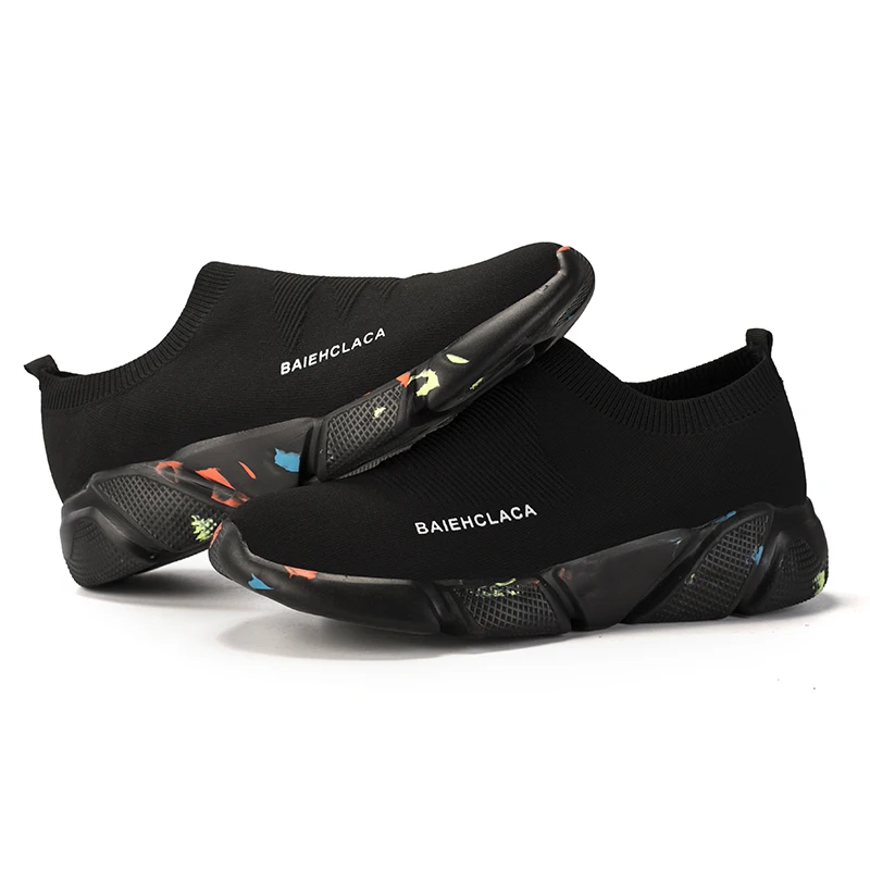 
Wholesale In stock OEM Breathable fly knited sport shoes sneakers women casual shoes 