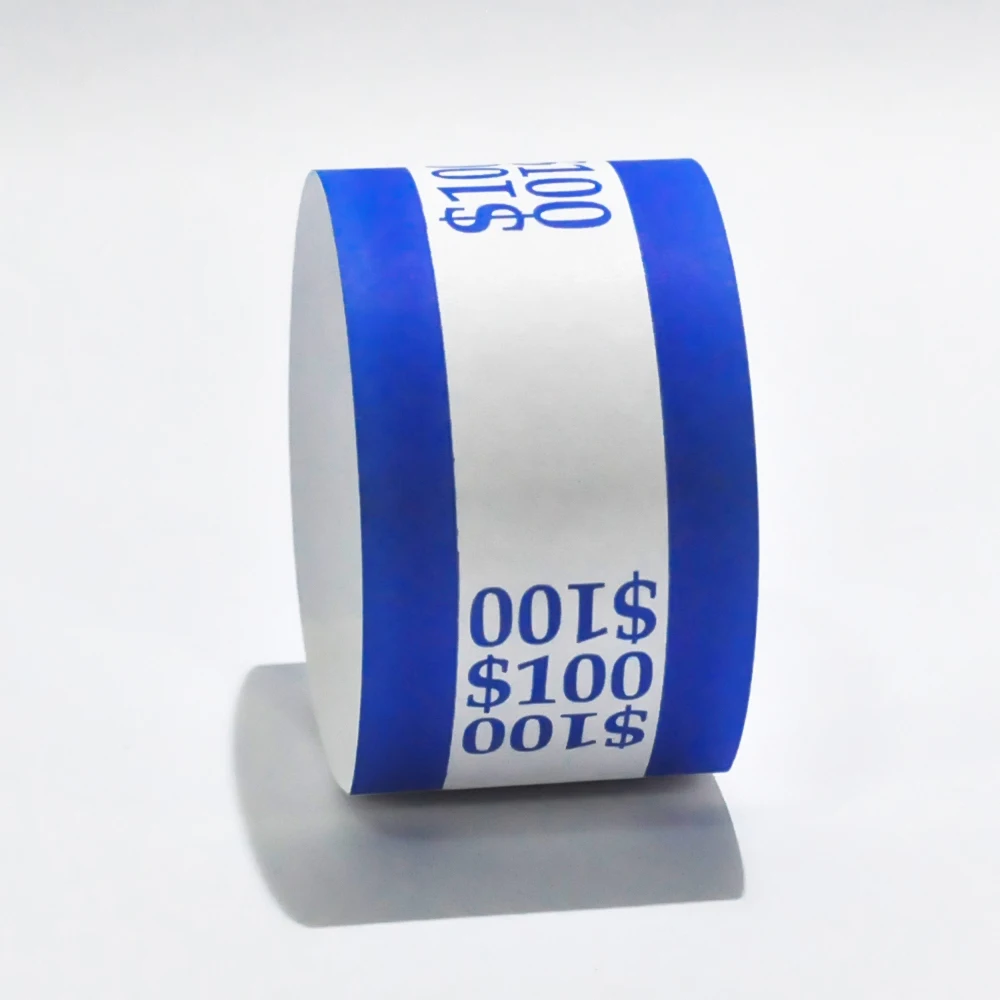 Custom Design Pre-sealed currency bands with stickcy end for organizing money