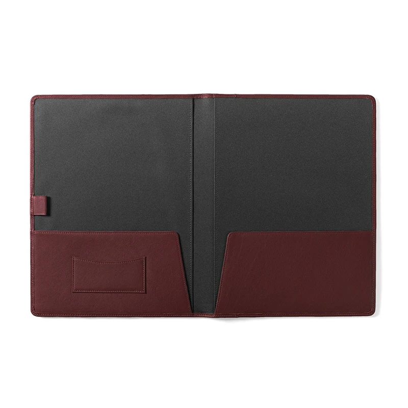 Custom File Folder With Pen Holder And Pocket PU Leather Meeting Document A4 File Folder