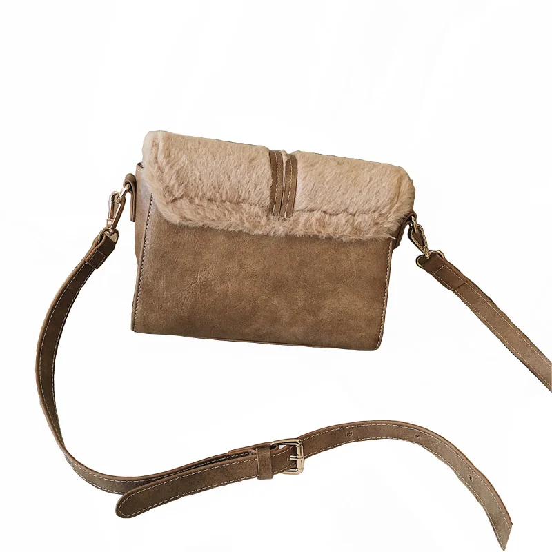 
New stylish 2018 women handbags faux fur mini shoulder bags with bow decoration and long adjustable strap 