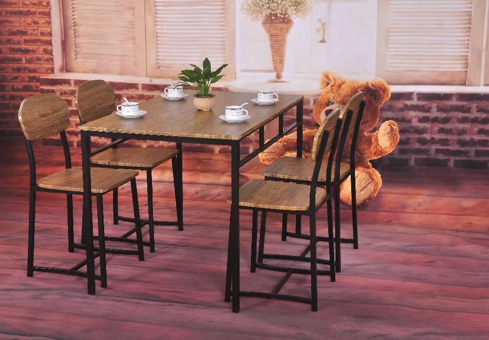 5 шт., обеденный набор с металлической рамой для кухонного стола и стула