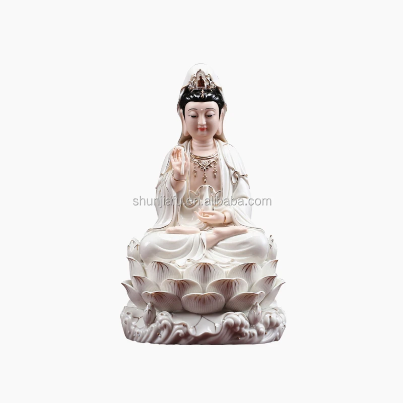 Different Sculpture Wholesale Porcelain Religious Crafts Ceramic Figurine Guanyin Buddha Statue
