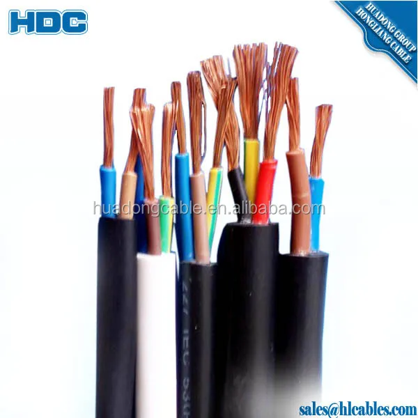 Marine type rubber sheath cable 300/500V 450/750V multi cores 2*0.75 3*1.5 with copper braiding shield waterproof oil resist