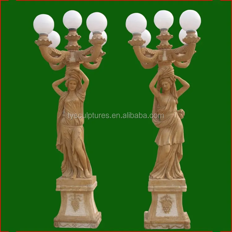 Decorative stone standing male angel light sculpture