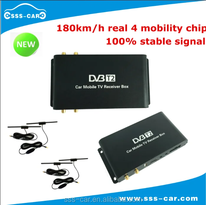 180km/h mobile car dvb t2 receiver digital tuner with 4 antennas USB PVR