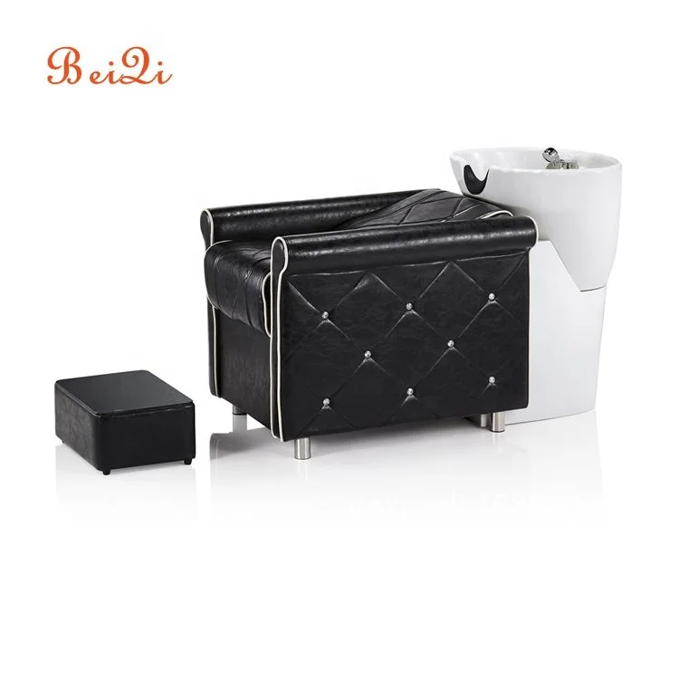 Commercial acrylic lay down washing salon shampoo chair with ceramic bowl