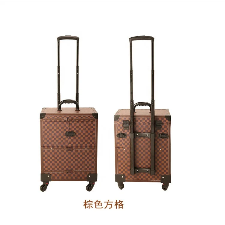 Melason Factory directly LED Lighted Professional Drawbar Universal Wheel Aluminum Alloy TravelCosmetic Makeup Case  65*40*23cm