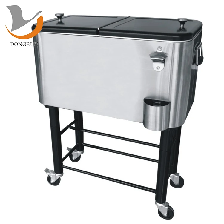 60QT Cart Patio Cooler rolling patio beer ice cooler cart