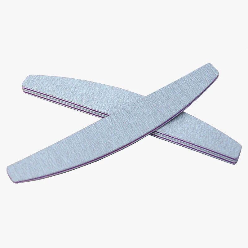 Customized Logo OEM Half Moon Shaped Nail File 100/100 Grit Nail Tools  Sponges Nail Buffer  With Purple Heart