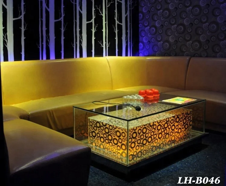 Gold color glass and stainless steel ktv table bar and lounge furniture