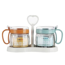 350ml 2 pcs salt pepper storage plastic spice box seasoning container glass cruet set