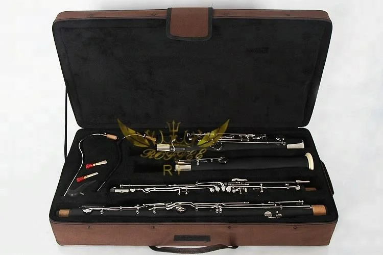 Roffee Adult Nickel plated C tone ABS Ebony Powder Bassoon