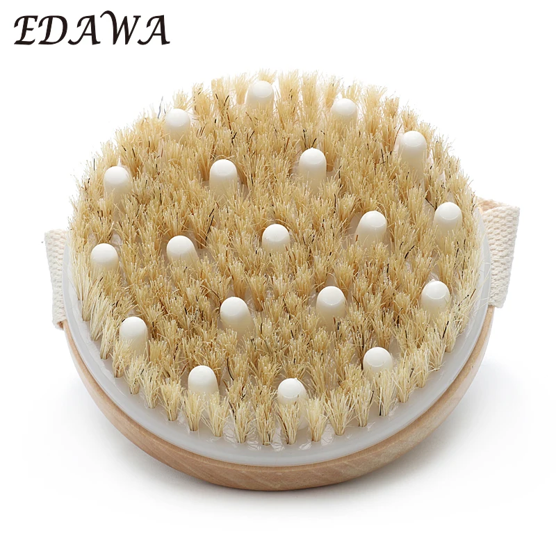 EDAWA professional mini round head natural wooden shower massager body bath brush