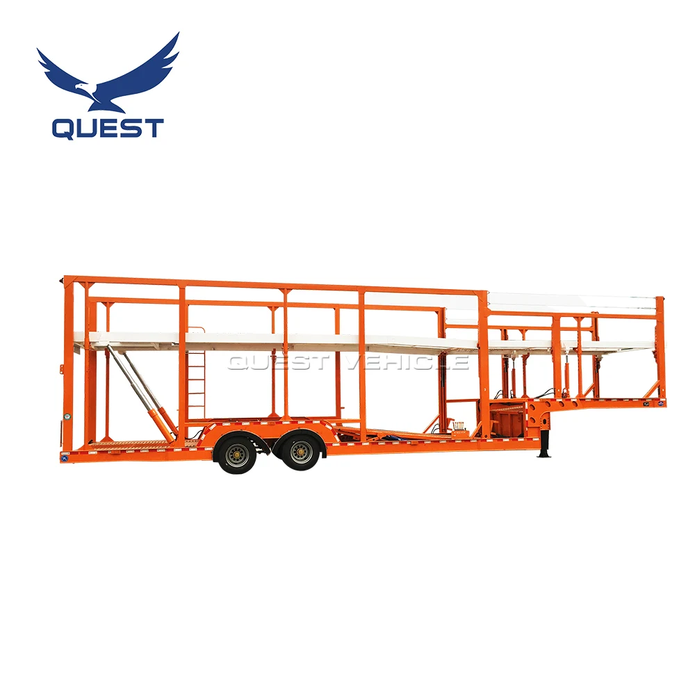 Single Tyre 2 Axles Car Carrier Semi Trailer Vehicle Transport Car Carrying Trailer Truck Trailer 2 Pieces 13T FUWA Axle Steel