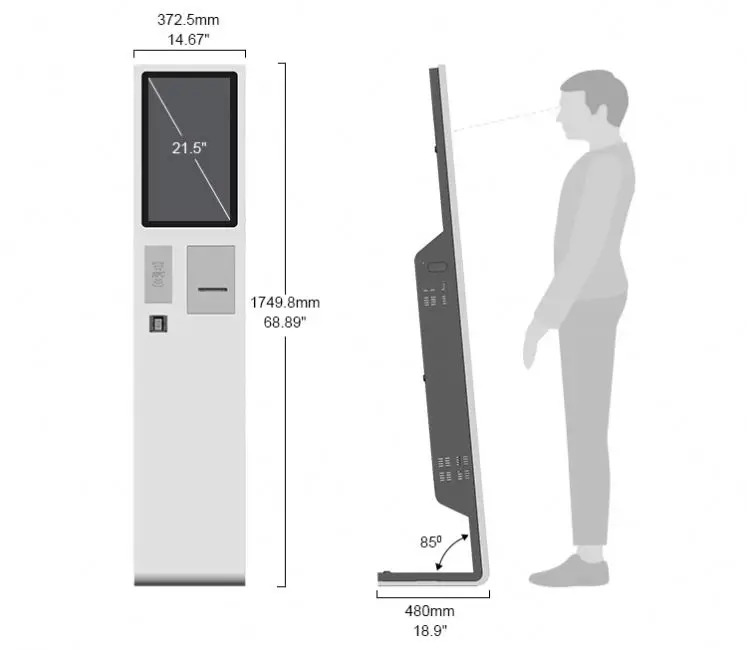 21.5 inch self-service ticket vending kiosk payment terminal machine in station