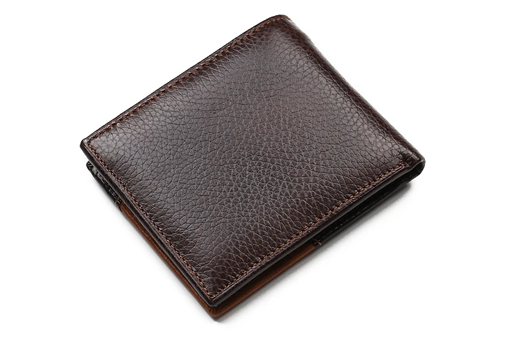 
Personalized Genuine Leather Wallets for Men with Zip Coin Pocket 