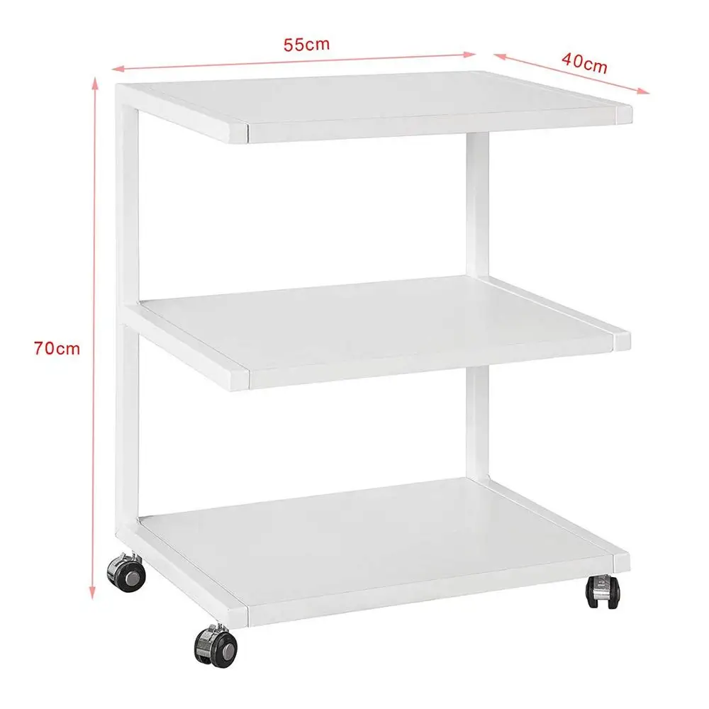Mobile 3 Tiers Printer Shelf Stand Side Table End Table on Wheels