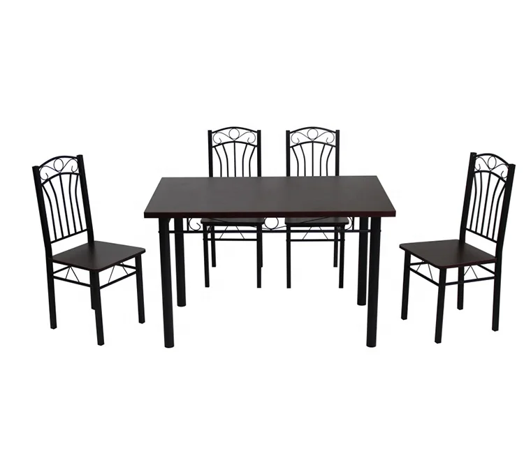 Melamine Oak metal Dining room table set with 4 chairs for dining room DS-006