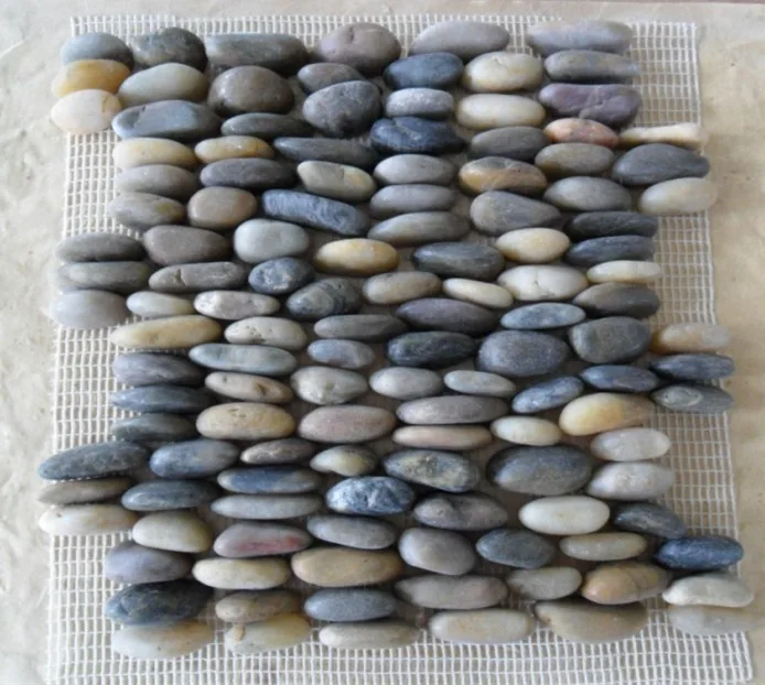 China mix color mesh paving pebble stone mosaic tiles