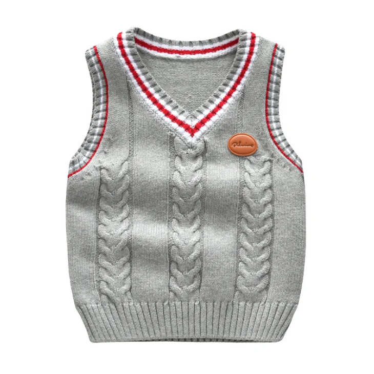 
YY10013U V-neck sweater vest wholesale custom kids knit boys school uniform sweater vest 