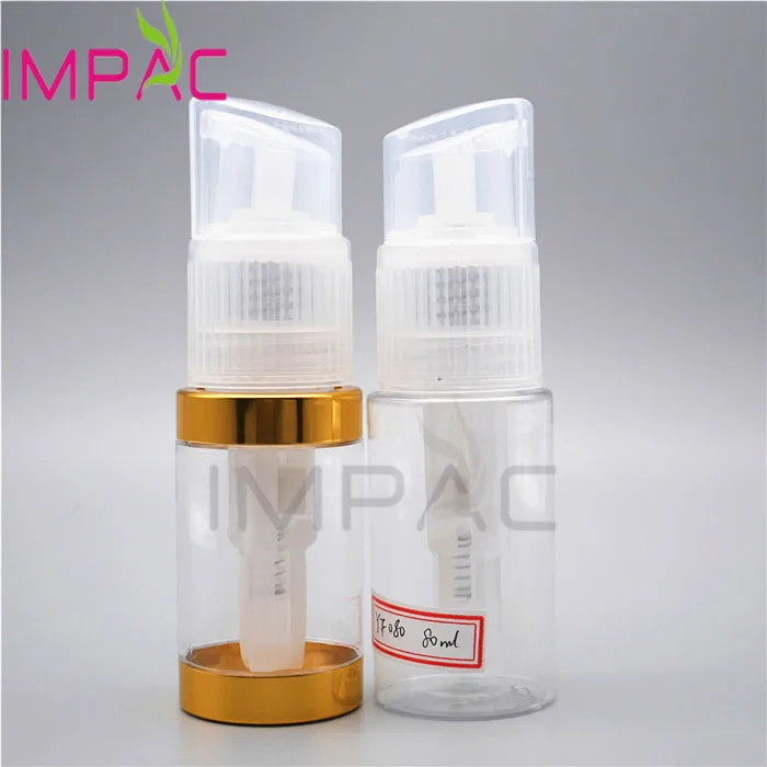 Plastic PET baby talcum powder spray bottle packaging with pump 80ml