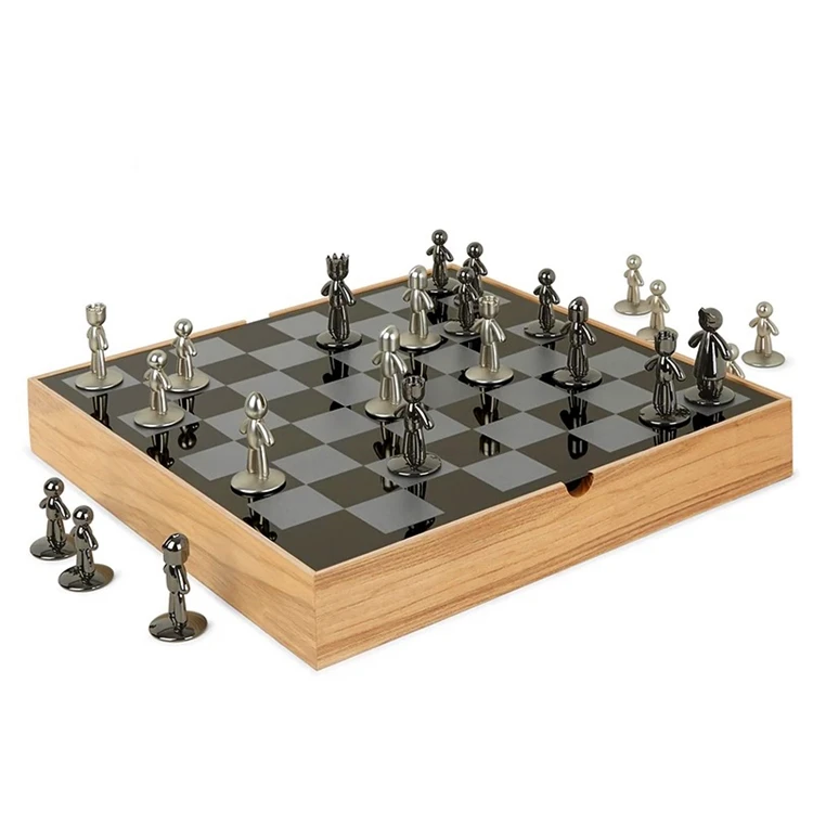 Custom Collins Wooden Chess Set With Board Storage Box Christmas Gift Kids Toy International Chess