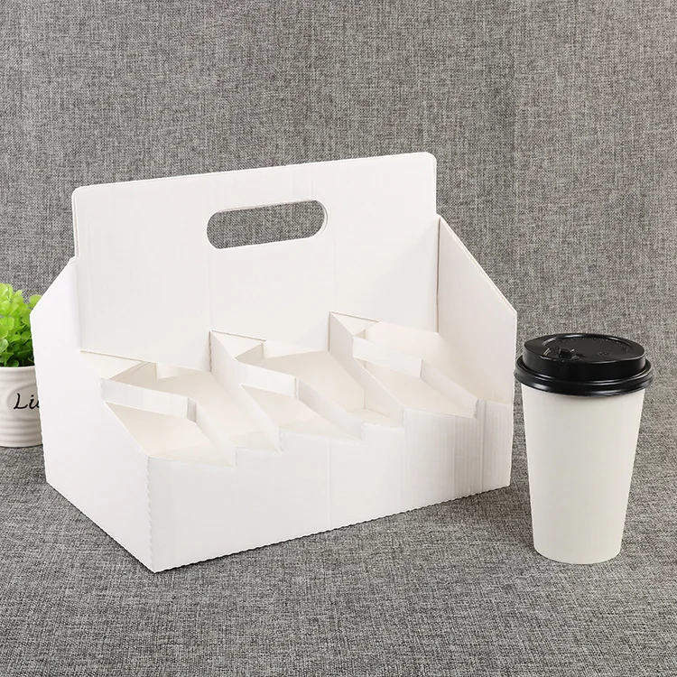 
Eco Friendly Disposable Kraft Paper Take Out Pack Coffee Cup Drink Carriers Paper Cup Holders 