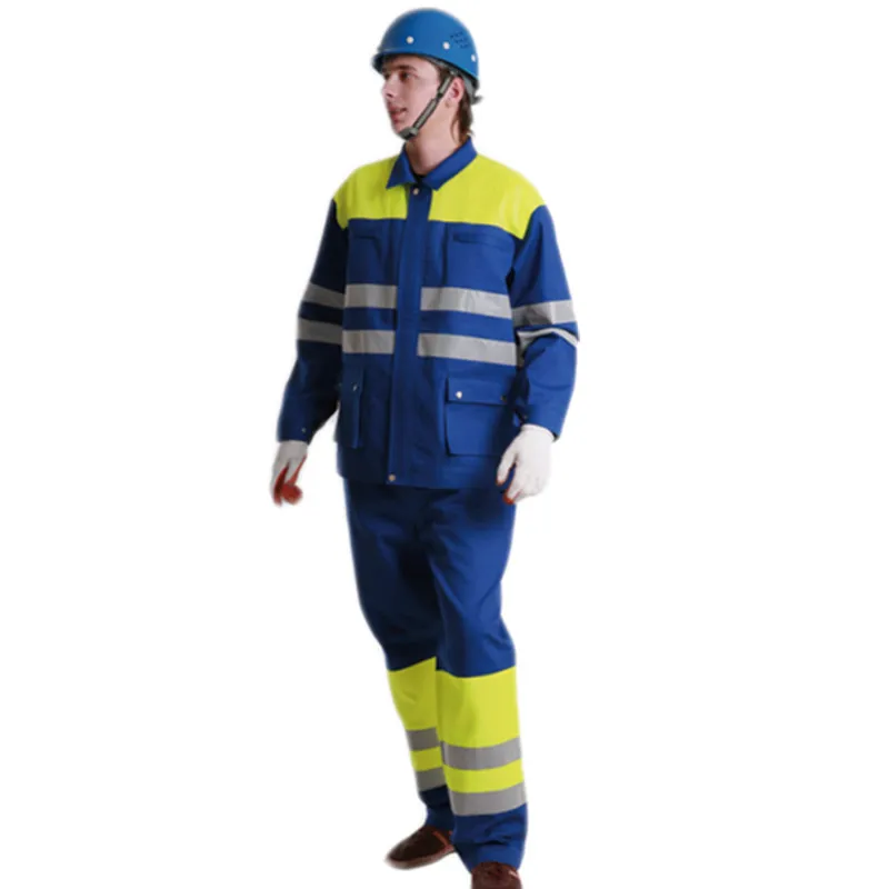 Flame Retardant Suits 5 CM reflective strip reflective safety workwear uniforms Split Working Overalls for Men