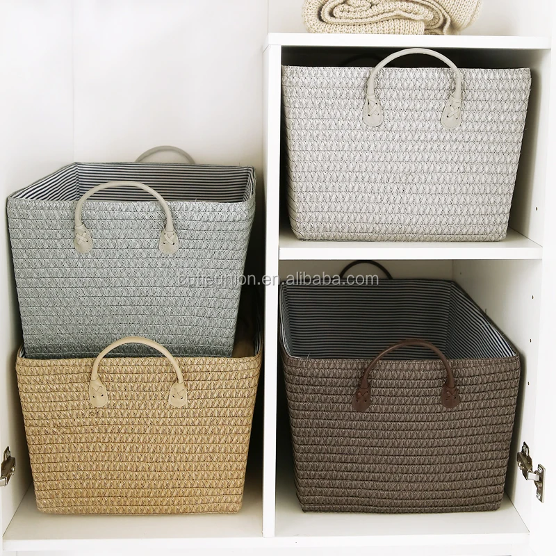 Pp Grass Weave Basket for Clothes Baby Toys Underwear Storage Eco Friendly Plastic Clothing Carton Box