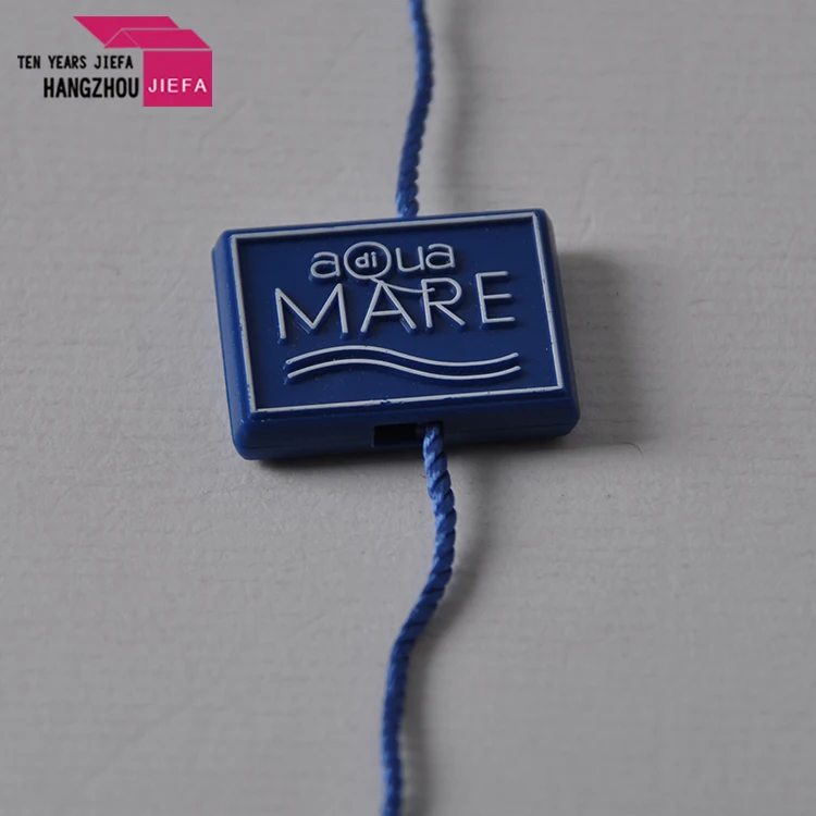 Free Design Custom Own Brand Garment Plastic Seal Tag and Embossed Seal Tags For Clothing String Hang Tags