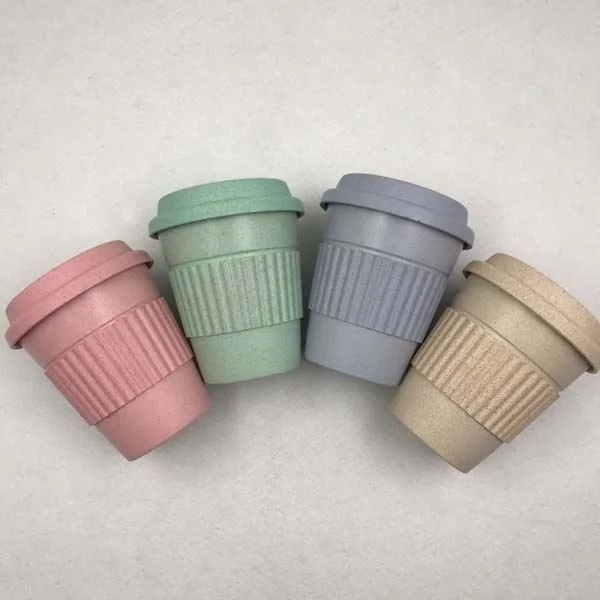 Factory Wholesale Custom Reusable Bamboo Fiber Coffee Cup With Lid And Sleeve
