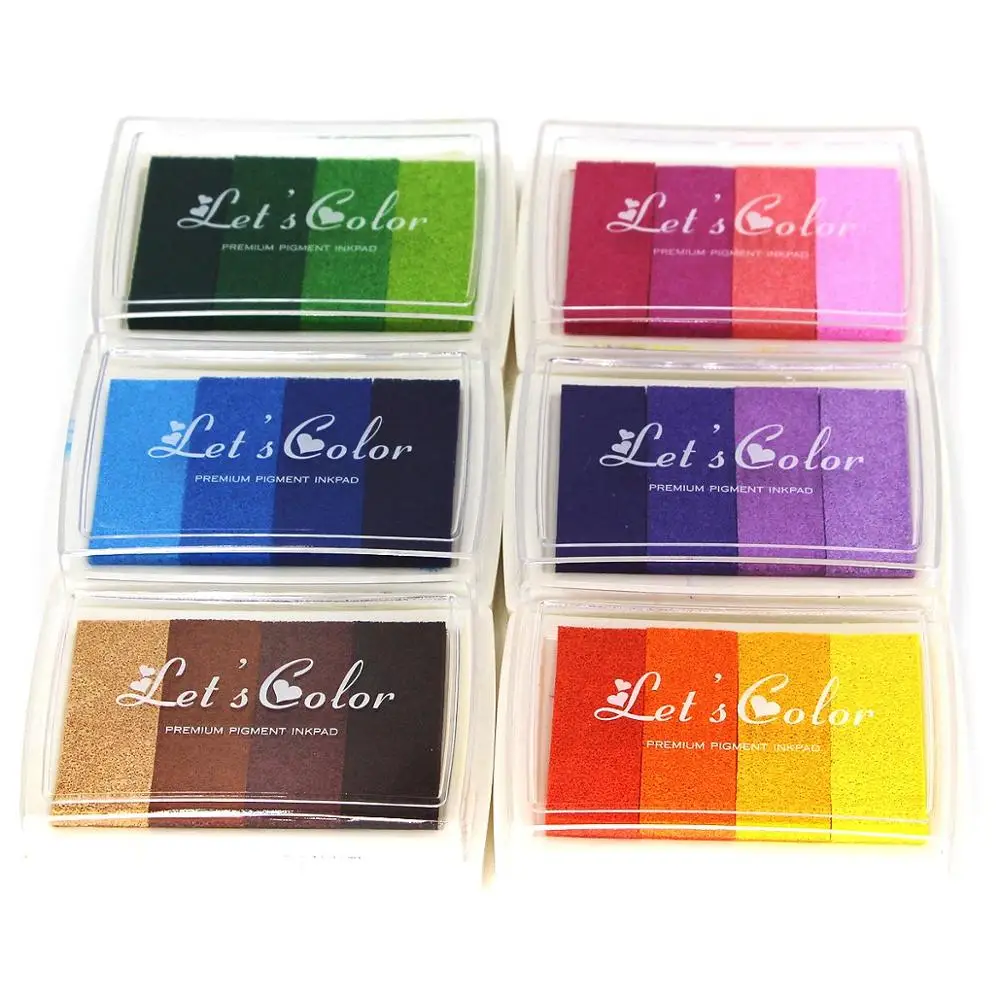 Craft Ink Pad Stamps Partner Rainbow Set of 6 DIY Multicolor Craft Stamp Pad 24 Colors