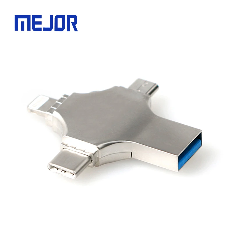 Cross shape 4 in 1 pen drive 64Gb Smart phone 3.0 IOS type-c memory stick 32g flash micro OTG USB