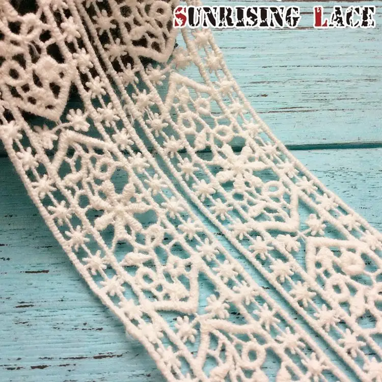 New Designs 3cm Embroidered Dress Wedding Turkish White Cotton Embroidery Lace Trim