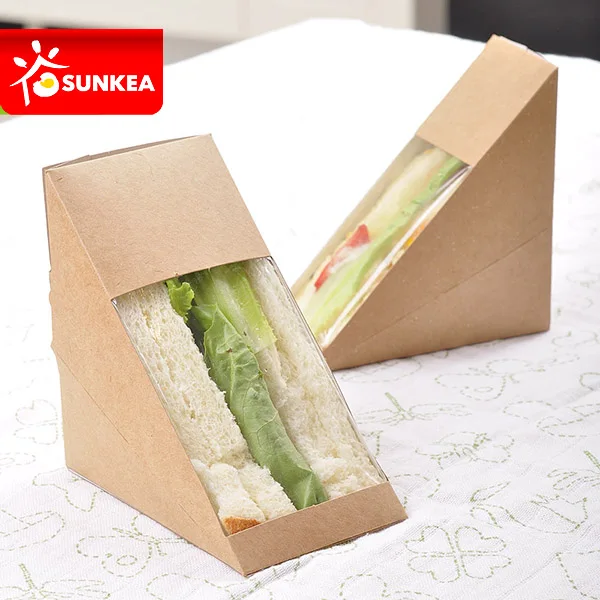 Wholesale Sandwich Packing Kraft White Paper Lunch Box Custom Food Disposable Breakfast Bread Dessert Packaging Sandwich Box