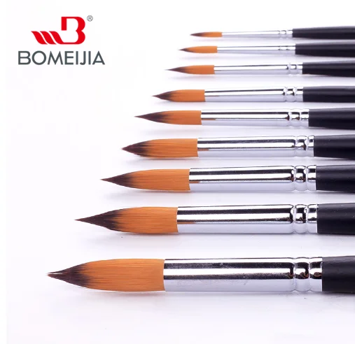 BOMEIJIA New Products 9pcs Long Handle Nylon Watercolor Paint Brushes Gouache Acrylic Painting Brush Pen Art Supplies