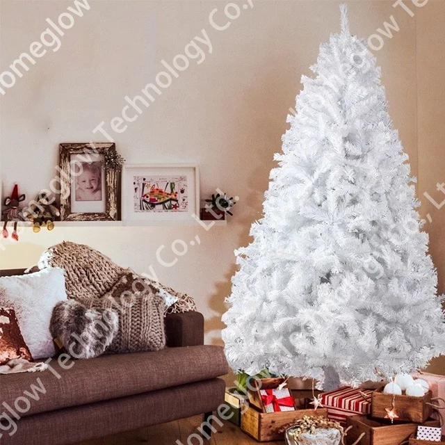 High quality cheap outdoor led artificial white PVC plastic flocked Christmas tree in full stock