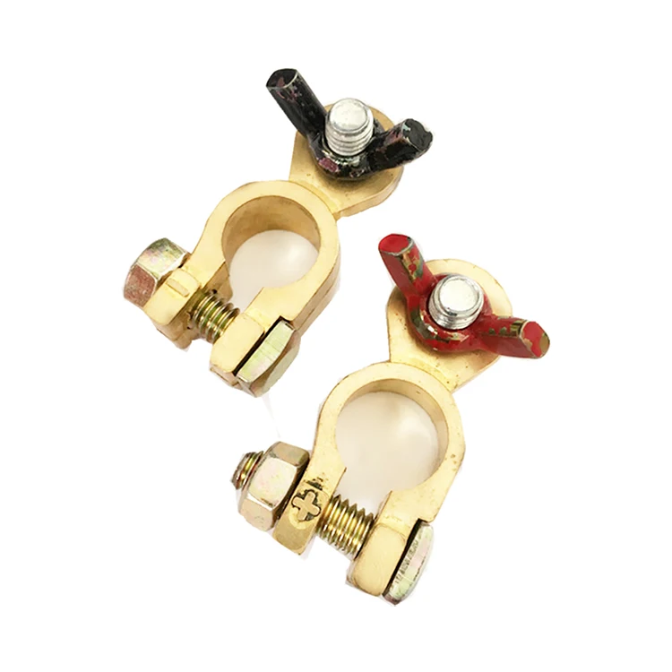 Terminals Connectors 12V / 24V Solid Brass Clamps Connectors with Color Coded Wing Nuts
