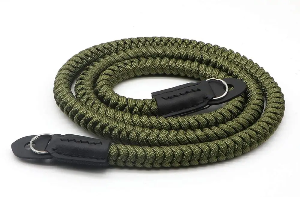 OD green style paracord camera shoulder strap handmade 550 paracord woven camera neck shoulder strap belt