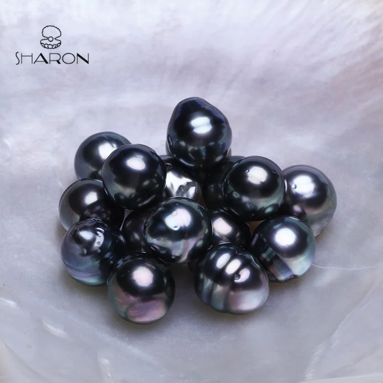 
High Luster 10-11mm Grade AA Near Round Drop Rice Black Seawater Tahitian Pearl 