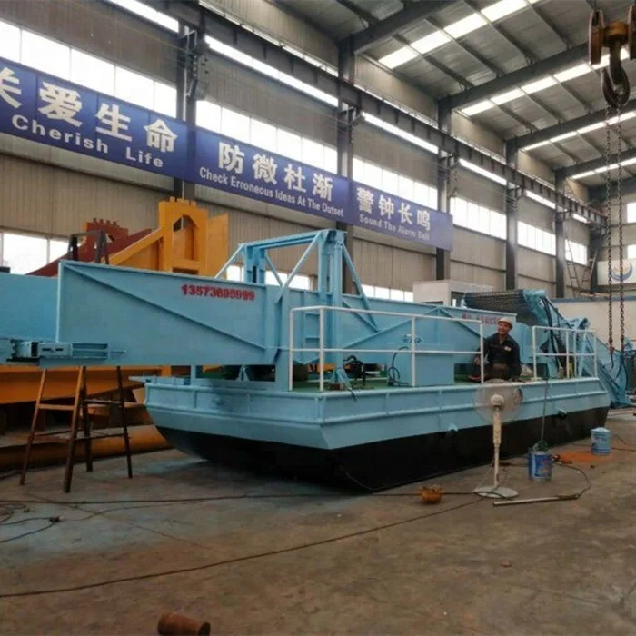 River trash cleaning barge