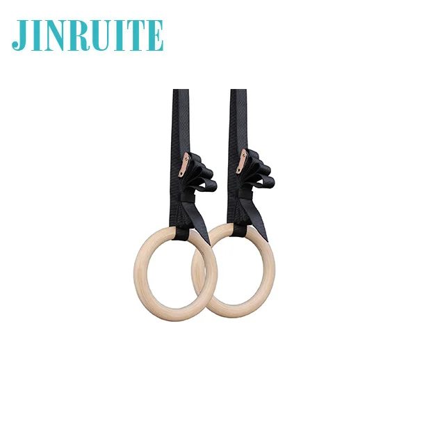 
Wholesale Wooden Gymnastic Rings for Pull Up Training with Adjustable Strap 