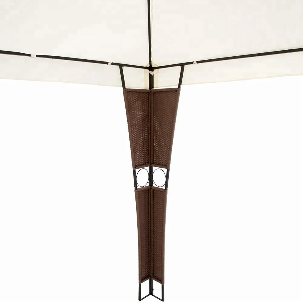 Rattan Garden Gazebo 3x4m 12sqm Outdoor Pavilion Party Marquee Reception Tent