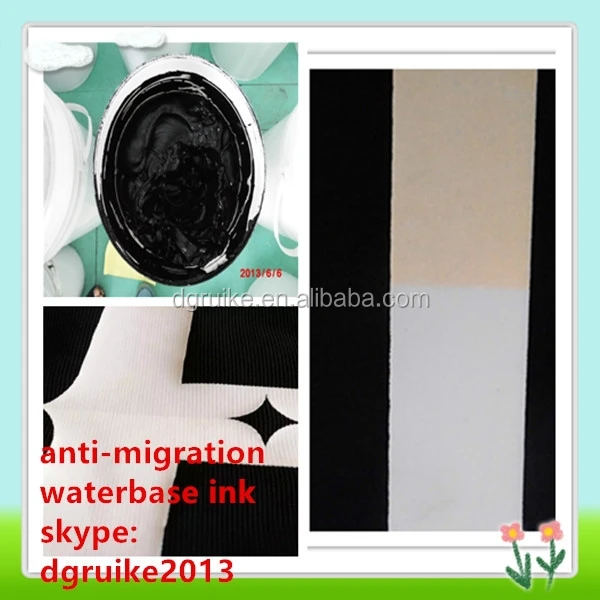 Anti-migration waterbase rubber ink for dark fabric screen printing
