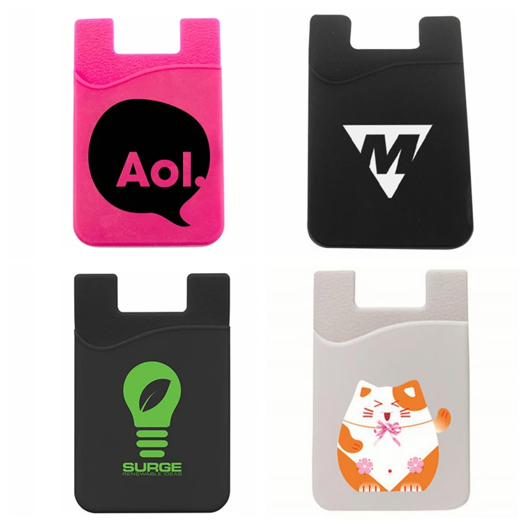 Cheap Cost Custom Logo Card Holder Pocket Sticky Phone Silicone ID Credit Card Holder